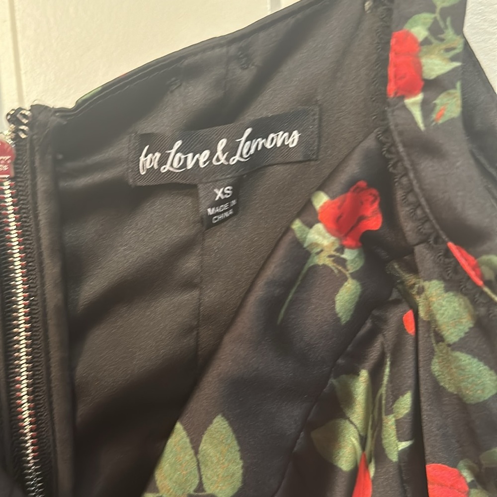 For Love and Lemons Love Song Dress Mini Dress Black Res Flowers Size XS - Picture 12 of 15